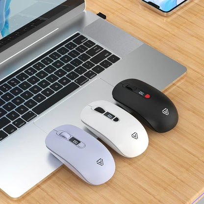Lenovo Wireless Mouse Bluetooth 2.4G Rechargeable Silent Mouse with Smart Display, Dual Mode Bluetooth Wireless Mouse for Laptop, Desktop & Office