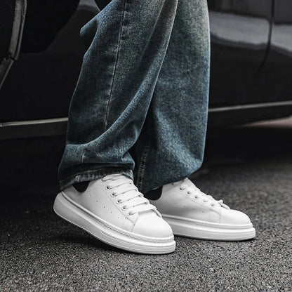 White Minimalist Sneakers For Men Comfy Leather Casual Sneakers Man Platform Skateboard Shoes Outdoor Low-cut Men's Sports Shoes