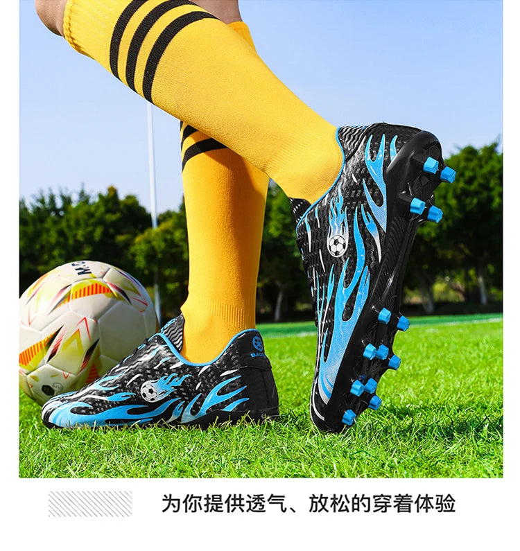 Chaussures de football professionnelles pour enfants, chaussures de foot pour hommes, basses, avec maintien de la cheville, sportives, pour jeunes, pour match et entraînement, antidérapantes, résistantes