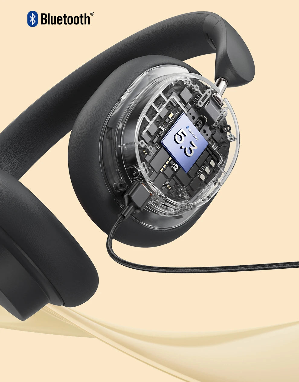 Auriculares inalámbricos Bluetooth 5.3 circumaurales Baseus – Diafragma HiFi de 40mm, auriculares plegables con 70H de reproducción y audio espacial