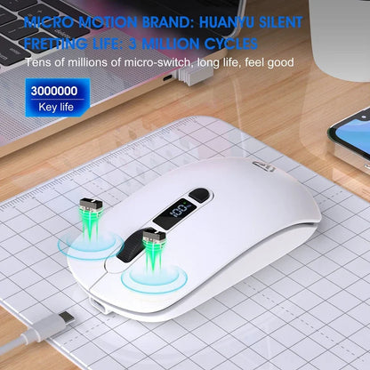 Lenovo Wireless Mouse Bluetooth 2.4G Rechargeable Silent Mouse with Smart Display, Dual Mode Bluetooth Wireless Mouse for Laptop, Desktop & Office