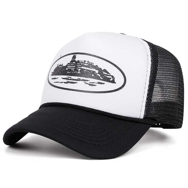 Cappellini da baseball con ricamo di lettere, nuovi, unisex, hip hop, traspiranti, con visiera parasole personalizzata in rete, versatili, alla moda, in stile streetwear, cappellini da camionista