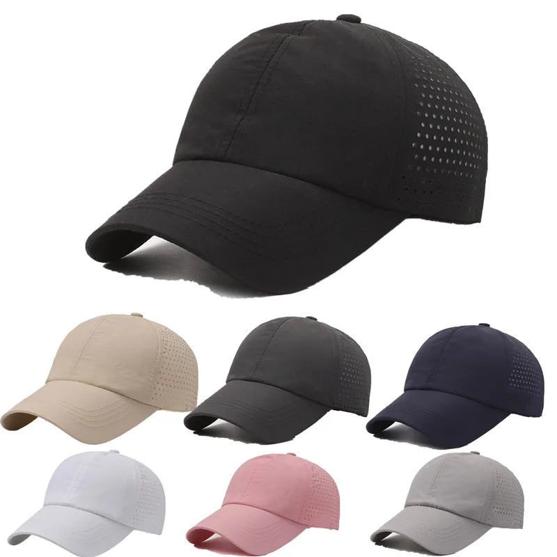 Snel drogende zonnepet voor dames, casual sportpet voor heren, grote maat baseballpet, 60-65 cm, verstelbare zonneklep, pet met klep