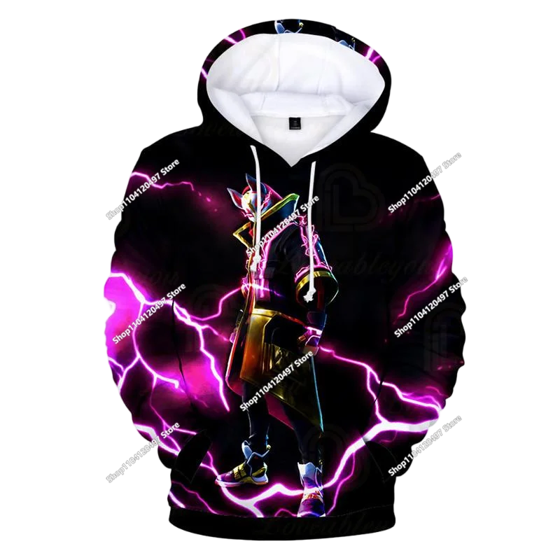 Sweatshirts com capuz para rapaz e rapariga Fortnite, pullover infantil com impressão 3D, sweatshirts com capuz Battle Royale para homem, moda de outono, roupa infantil