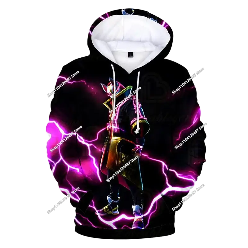 Sweatshirt com capuz Fortnite 3D com estampagem digital, folgado e confortável, novidade de outono