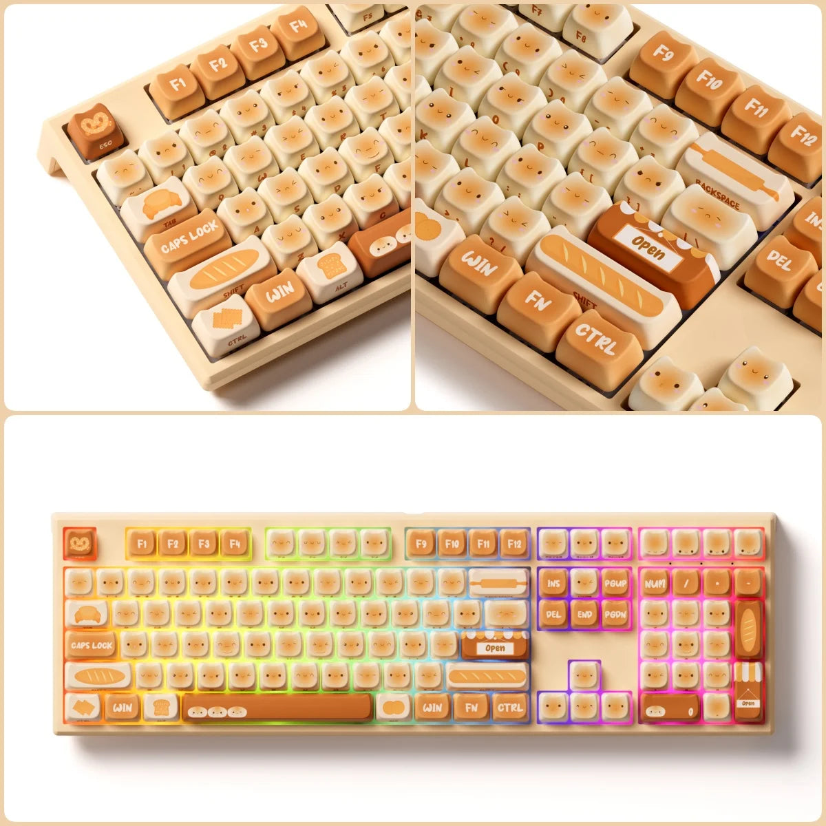 Tastiera meccanica wireless Akko MonsGeek MG108B Bun Wonderland, profilo MOG, RGB, 108 tasti, formato full size, hot swap, USB / 2.4G / BT 5.0