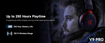 MCHOSE V9 Pro Gaming Wireless Headset7.1 Surround Sound Headphones Noise Canceling Mic Low Latency Lightweight for PS5 PC SWITCH