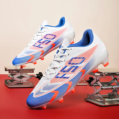 Lightweight AG /FG Soccer cleats PU Fabric Sweat Absorbent Upper TPU Non-slip Sole Durable Boys Girls Football Training