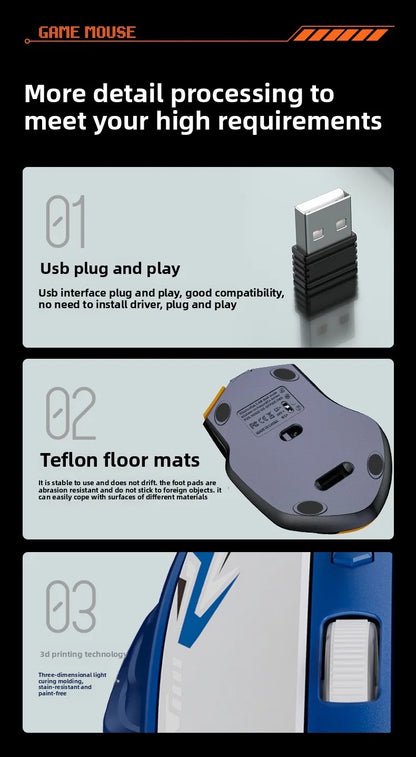 Rechargeable Wireless Mouse Bluetooth 5.4 & 2.4GHz Gaming Mouse, Ergonomic Wireless Mouse 1600 DPI for PC, Laptop & Office