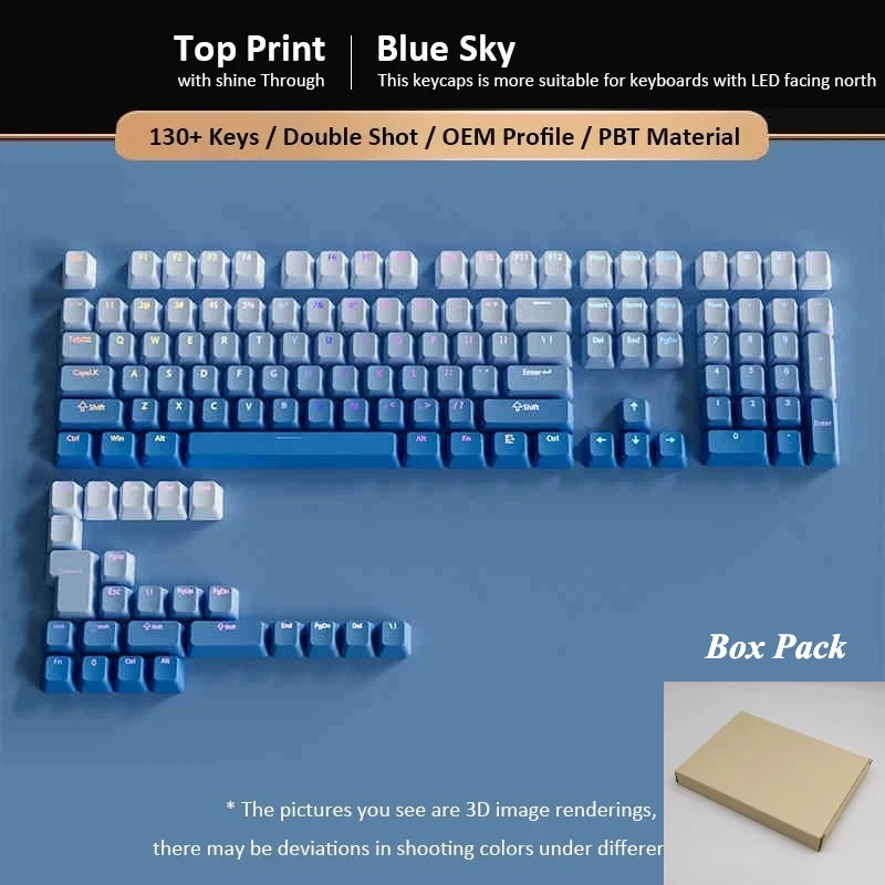 133+ Tasten OEM-Profil Gradient-Keycaps für mechanische Gaming-Tastatur mit Cherry MX Switch, PBT, hintergrundbeleuchtet, RGB-Keycap, ISO-Layout Keycaps