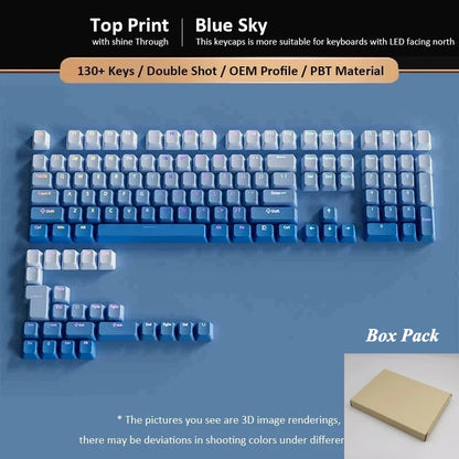 133+ Tasten OEM-Profil Gradient-Keycaps für mechanische Gaming-Tastatur mit Cherry MX Switch, PBT, hintergrundbeleuchtet, RGB-Keycap, ISO-Layout Keycaps