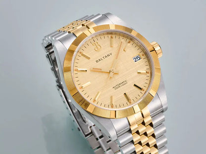 Baltany S4102 Business Man Automatic Mechanical Wristwatch 36mm Linen Dial Engine Turned Bezel NH35 Luxury Dress Watch For Man
