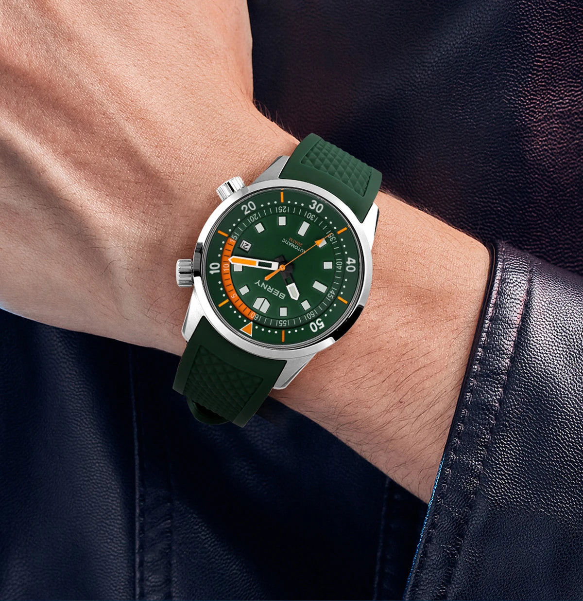 BERNY Men's Dive Watches 200M Waterproof Super Luminous Automatic Mechanical Diver Watch 42mm Sapphire Swim Diving Wristwatch