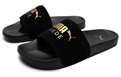 Sandales Puma décontractées, confortables, à motifs totem, chaussures noires et dorées, 398678-01