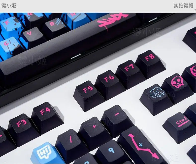Jinx Personality Key Cap Set PBT 137 Key Gaming Key Cap for 60/84/98/108 Mechanical Keyboard Profile MX Switch