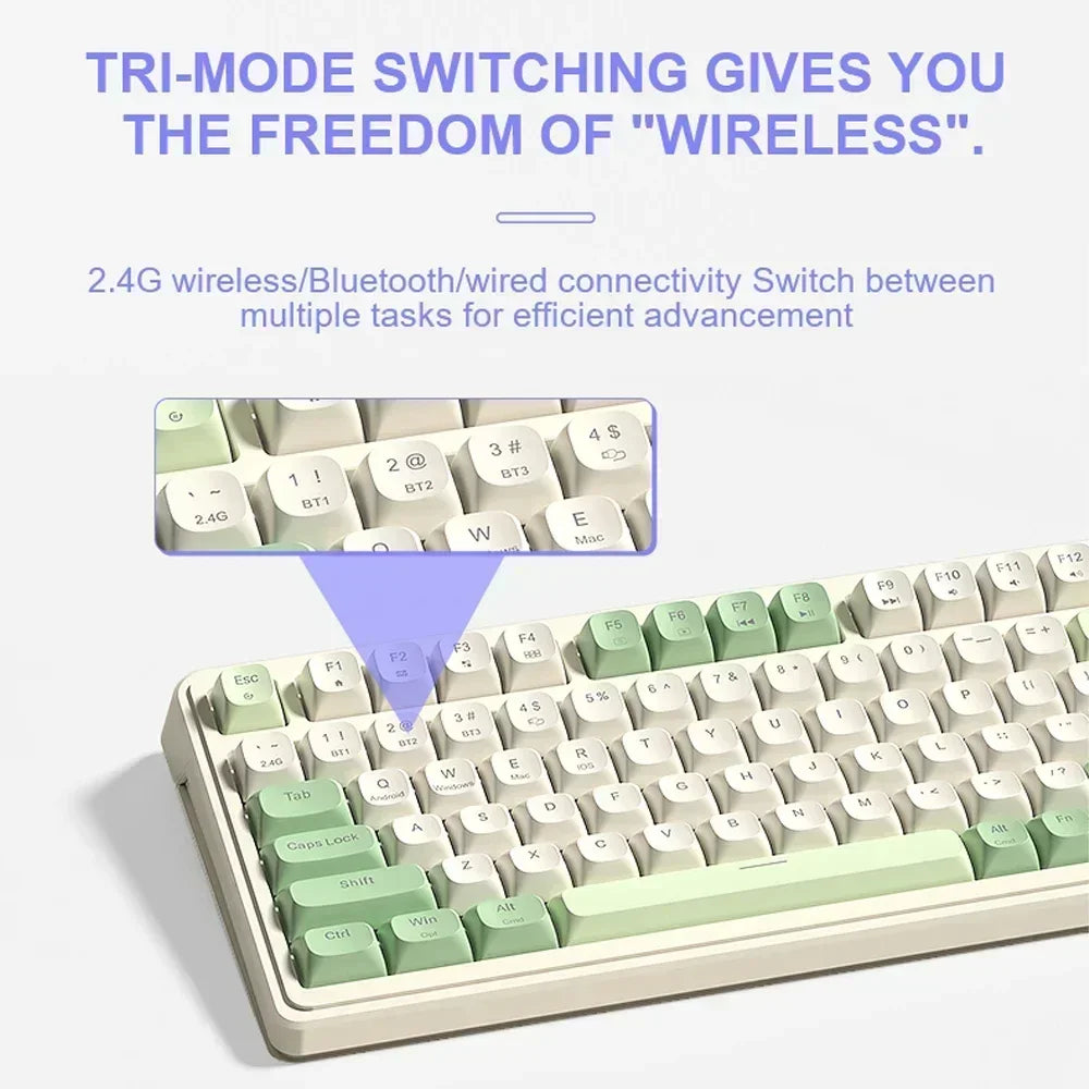 AULA S99 Keyboard 3-Mode Wireless Bluetooth Wired RGB Ergonomic 99-Key Typing Mute Gaming Keyboard Custom PC Accessories Gifts
