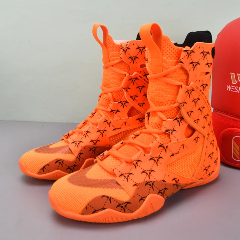 Zapatillas de lucha para hombre superguays, zapatillas altas de combate para hombre, botas de boxeo profesionales para hombre, zapatillas de lucha de interior para hombre