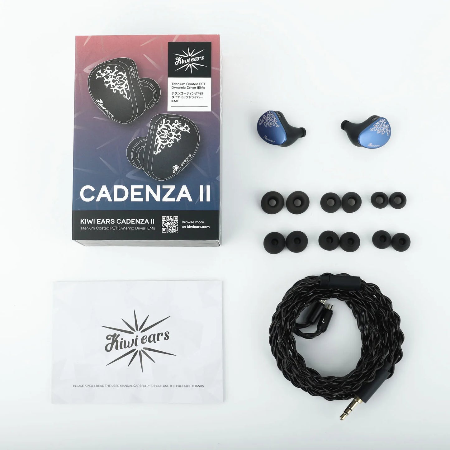 Linsoul Kiwi Ears Cadenza II HiFi Earphones 10mm Titanium Dynamic Driver IEM with KARS 2.0, Detachable Cable, Premium Wired Earbuds