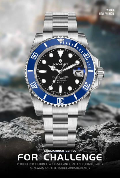MACARLON Design New 41mm Mechanical Watch Men Sapphire Glass Luminous Stainless Steel Waterproof China NH35 Automatic Watch TOP