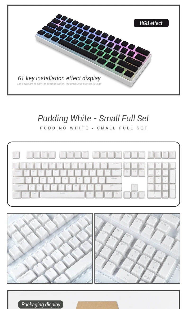 129 Keys Pudding Keycaps For Cherry Mx Switch Mechanical Gaming Keyboard OEM Profile PBT Double Shot Keycap RGB backlit Key Caps
