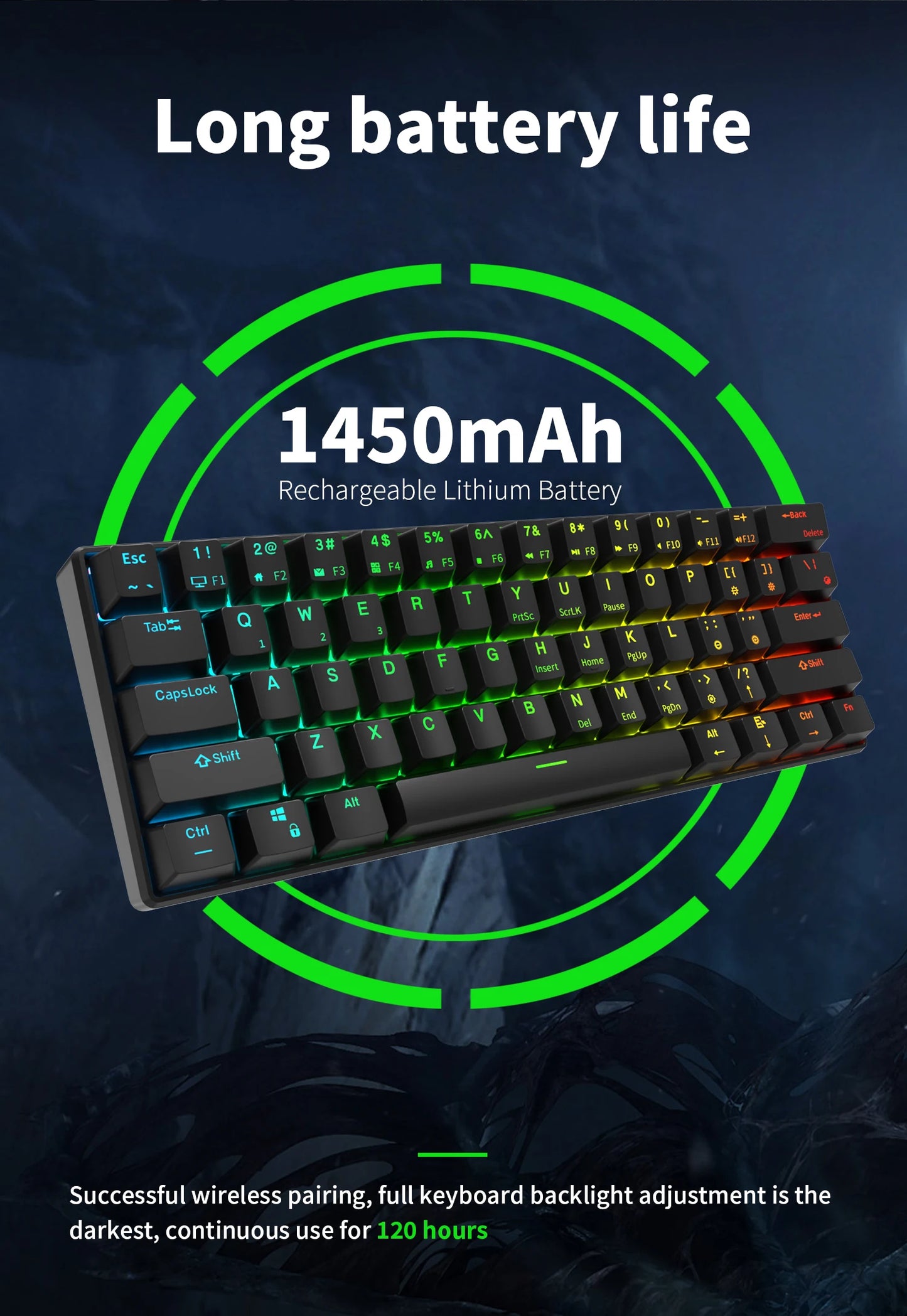 RK Royal Kludge RK61 2.4G Wireless Bluetooth Mechanical Keyboard Tri-mode 61 Keys RGB Backlit Mini Hot-swappable Gamer Keyboard