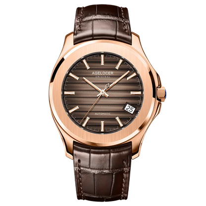 AGELOCER Original Baikal Watch Men's Big Calendar Business Formal Automatic Mechanical Watch Birthday Gift for Men