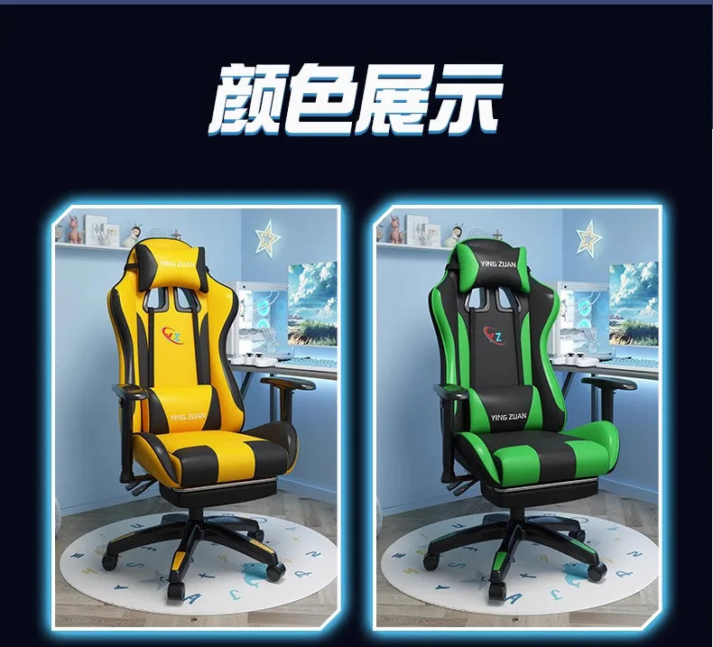Ergonomic Gaming Chair Comfortable Reclining Computer Chair with Adjustable Height, Footrest, Armrests, Racing Style Office Chair for Home & Office