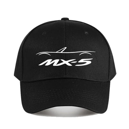 MX5 NA Baseball Cap for Men & Women - Stylish Black Polyester Hat with White Logo, Durable Outdoor Fishing & Casual Wear Cap