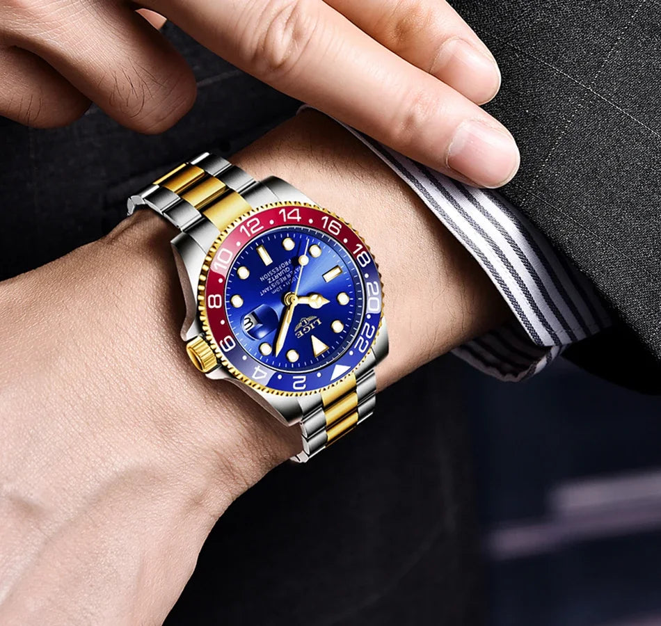 LIGE 2025 brand new men's watch luminous stainless steel business quartz luxury clock waterproof watches for men reloj hommes