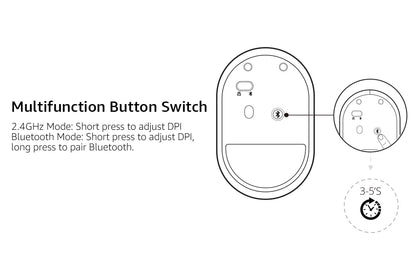 Rapoo M300G Silent Wireless Mouse, Bluetooth Multi-Mode Wireless Mouse, 2400 DPI Ergonomic Optical Mouse for Laptop, PC, Mac & Office