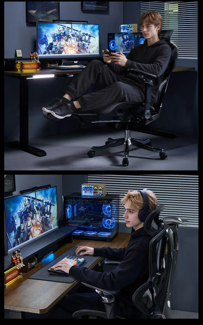Ergonomic Office Chair with Wheels, Adjustable Desk Chair with Armrests, Comfortable Swivel Gaming Chair, Lumbar Support Executive Chair for Home Office
