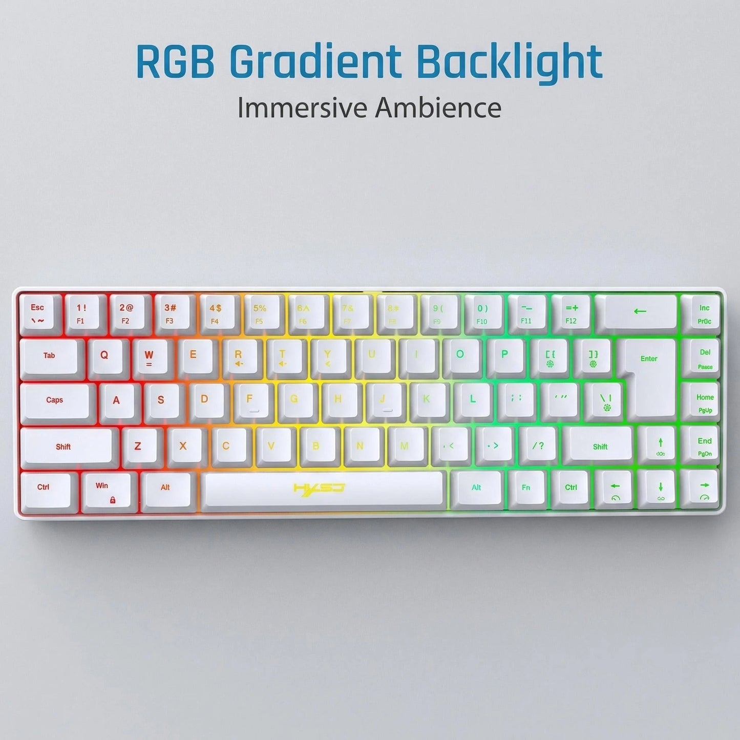 Ultra-Compact 65% Size Gaming Membrane Keyboard, Ergonomic RGB Backlit, Portable 68-Key Wired Office Keyboard with USB Plug-in,