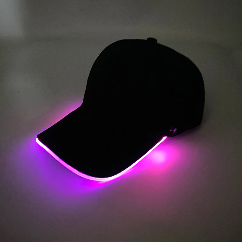 Cappello per adulti con LED e fibra ottica, cappellino alla moda, cappello di tendenza per discoteca, concerti, balli in maschera, eventi all’aperto e divertimento, cappello rap estivo