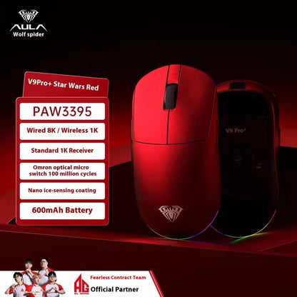 AULA V9 Ultra Wireless Gaming Mouse PAW3950, 8K Polling Rate, Tri-Mode Lightweight Ergonomic Gaming Mouse for PC & Esports