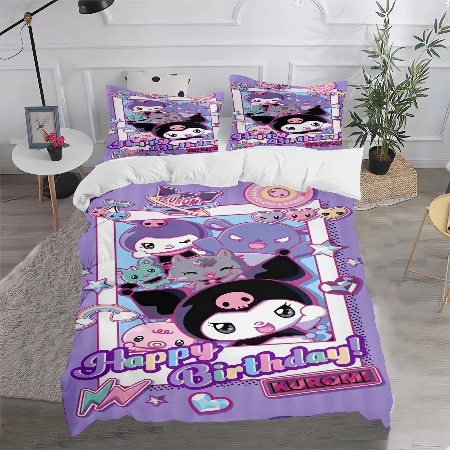 Kuromi Duvet Cover Cute Pillowcase Bedding Set Adult Boy Girl Bedroom Decoration Children Gift Single Double Large Size