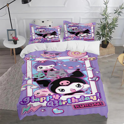 Kuromi Duvet Cover Cute Pillowcase Bedding Set Adult Boy Girl Bedroom Decoration Children Gift Single Double Large Size