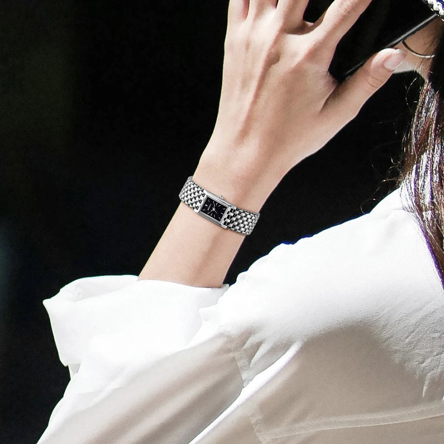 BERNY Square Watch for Women Quartz Ladies Wristwatches Stainless Steel Women Small Dial Watch Luxury Casual Fashion Watches