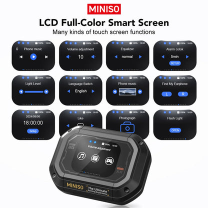 AI MINISO M98 Wireless Headphones OWS Bluetooth Earphones with AI Translator, Gaming Headset, Open Ear Sports Earbuds, LCD Touch Screen IPX5 Waterproof