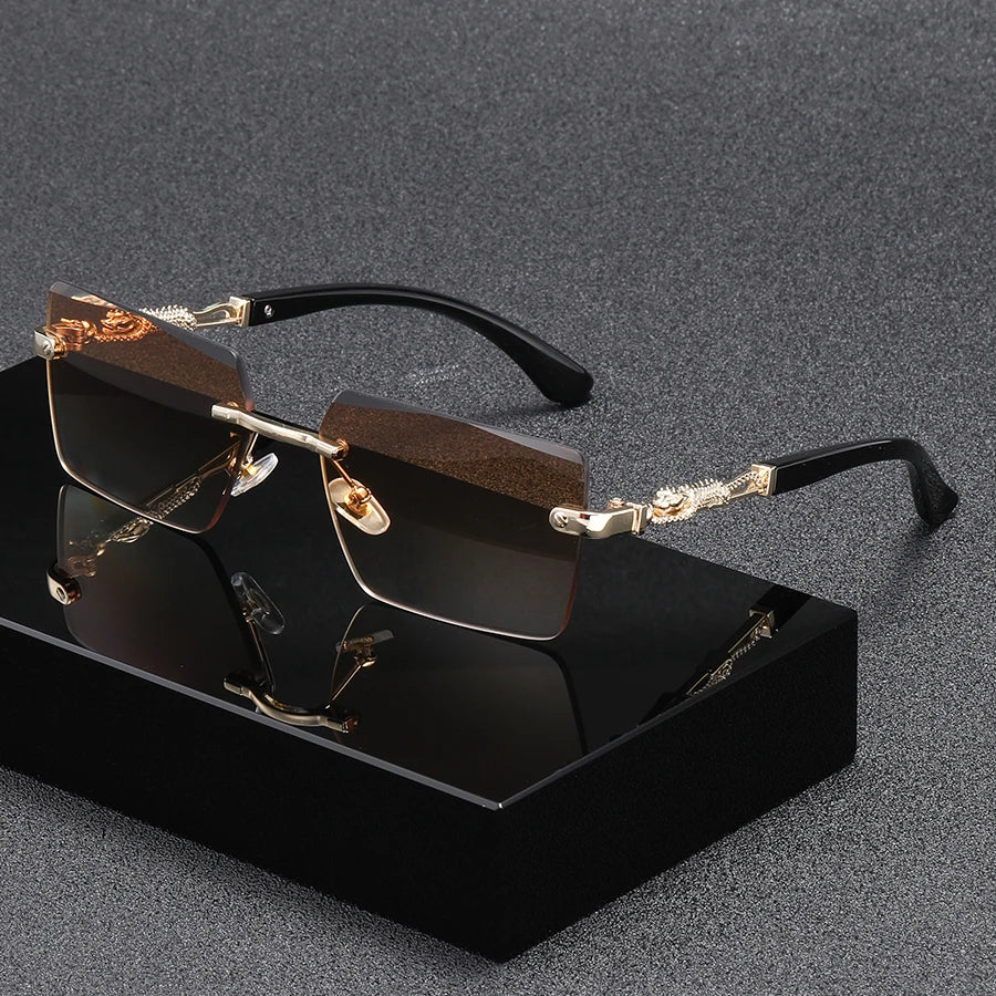 Men's and women's frameless personalized trend fashion glasses suitable for parties, gatherings, and holiday gifts