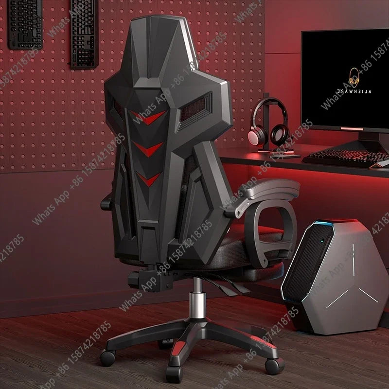 Ergonomic Office Chair with Back Support Design, Adjustable Height Gaming Chair, Reclining Swivel Computer Chair with Armrests & Footrest