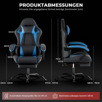 Ergonomic Gaming Chair with Lumbar Support & Headrest, Adjustable Office Desk Chair, 360° Swivel Computer Chair with Breathable Fabric