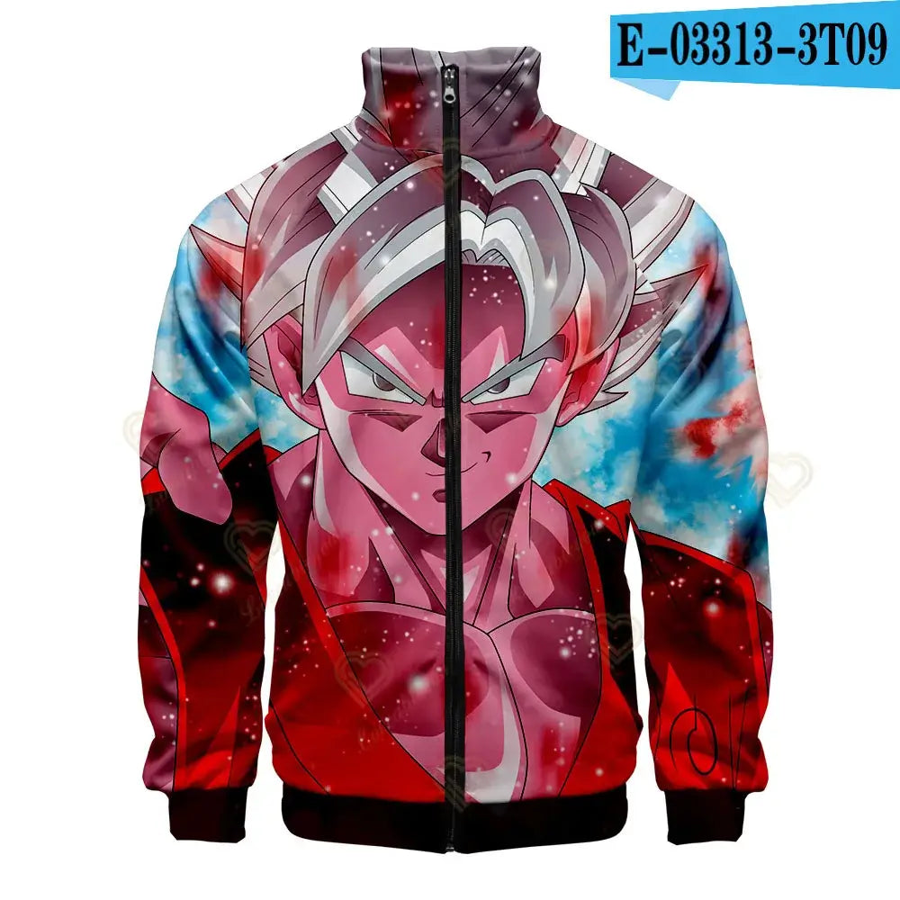 New Fashion Dragon Ball Print Stand Collar Zipper Hoodie Men Women Zipper Hoodies Jackets Long Sleeve Sport Hip Hop Sweatshirts, produit gaming premium Fraquane