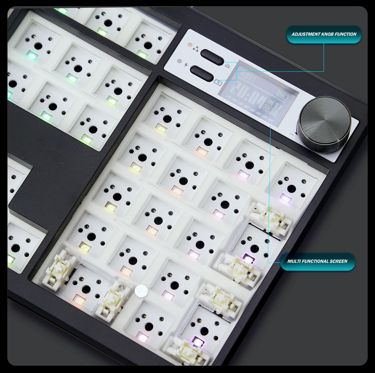 GMK104 Mechanical Keyboard Kit Three Mode Gaming Keyboard Hot Swap  Backlit Gasket Structure This VIA with display screen