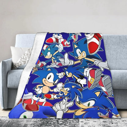 Shadow Game Blanket Soniced Cartoon Flannel Throw Blankets Summer Air Conditioning Decoration Lightweight Bedspreads