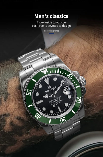 MACARLON Design New 41mm Mechanical Watch Men Sapphire Glass Luminous Stainless Steel Waterproof China NH35 Automatic Watch TOP