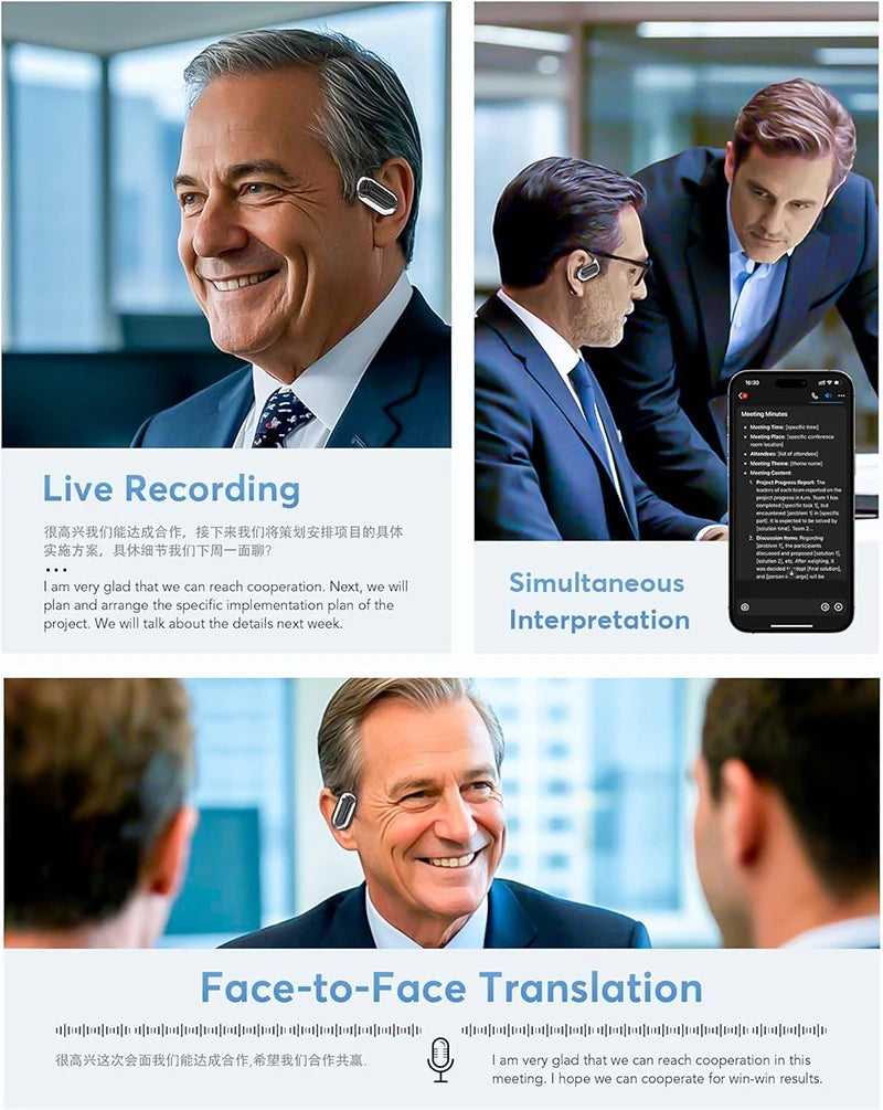 UYUXIO AI Translation Earbuds Real Time Translator Headphones, 144 Languages Smart Bluetooth Translator Earphones for Business