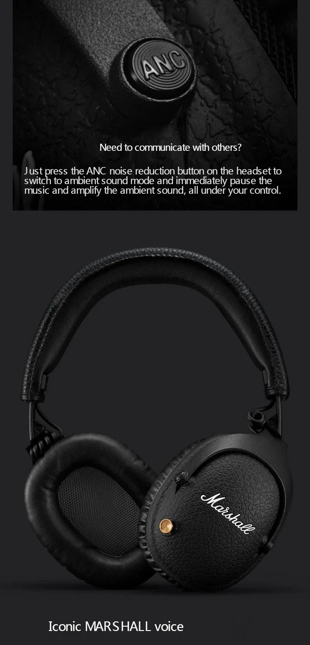 Marshall MONITOR II A.N.C. Wireless Noise Cancelling Headphones – Premium Bluetooth Over-Ear Headset with Deep Bass, Microphone & Gaming Audio