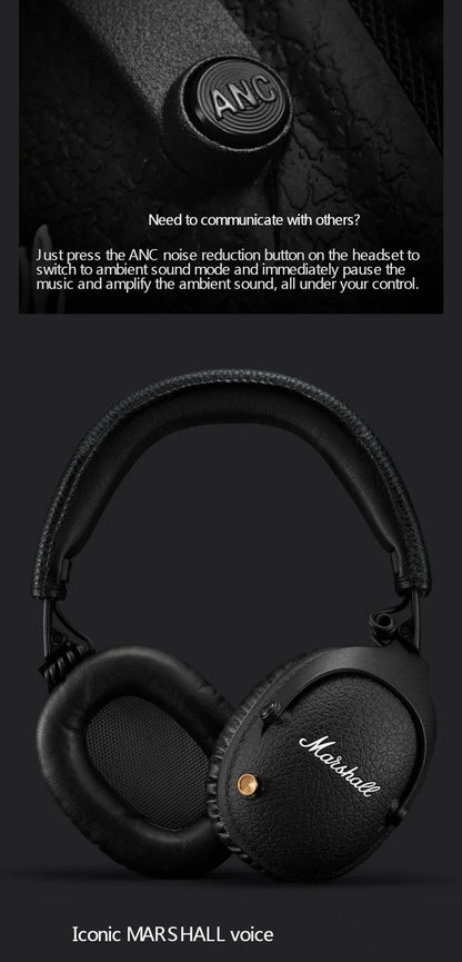 Marshall MONITOR II A.N.C. Wireless Noise Cancelling Headphones – Premium Bluetooth Over-Ear Headset with Deep Bass, Microphone & Gaming Audio