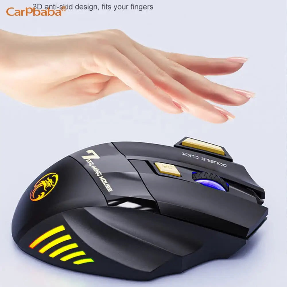 Wireless Bluetooth Rechargeable Gaming Mouse with RGB Backlight, Ergonomic Silent Computer Mouse, 7 Keys, Adjustable DPI for PC Laptop