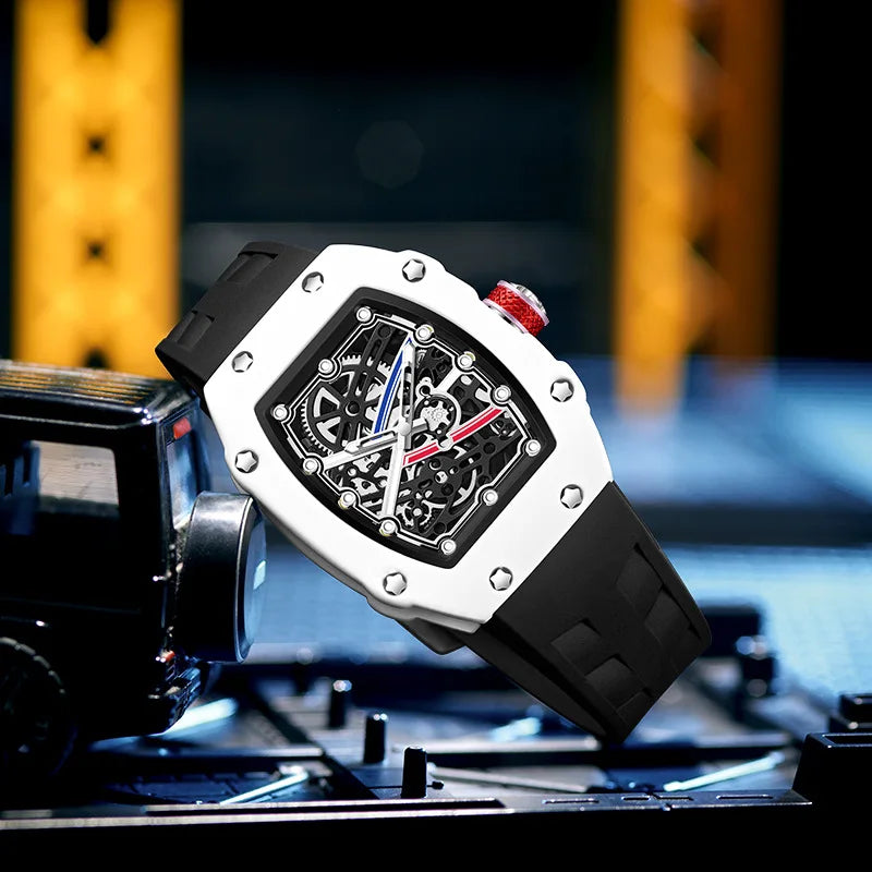 Tonneau Case Trendy Ultra-Thin Quartz Watch Men Creative Hollow Fashion Design Super Luminous Waterproof Personalize AAA Watch